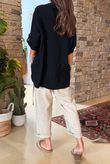 Made in Italy Pia Pillow Cotton Embroidered Tile Classic Shirt Black 